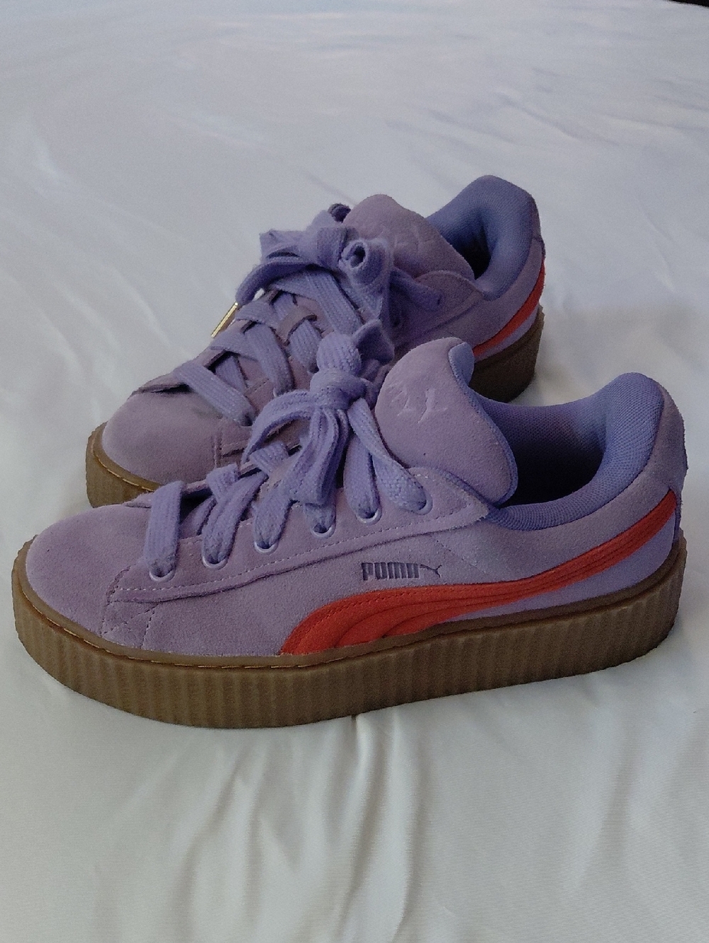 Fenty x Puma Creeper Phatty Suede sneakers in a "Lavender Burnt Red" Women's 8.5